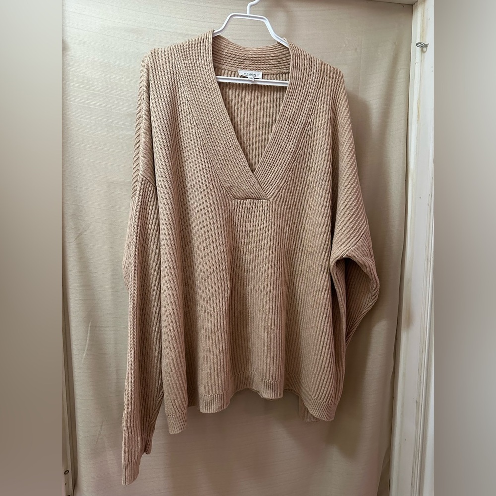 Haven Well Within Ribbed Knit Sweater – Beige Cashmere Blend, Size XXL